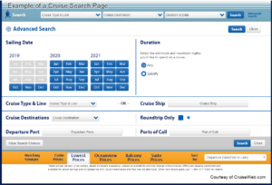 Example of a Cruise Search Page