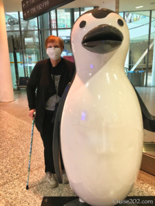 Donna with Toronto Penguin during pandemic (March 2020)